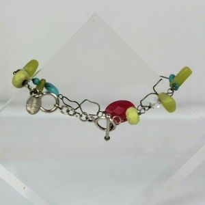 Artisan handmade sterling .925 bracelet muli stone